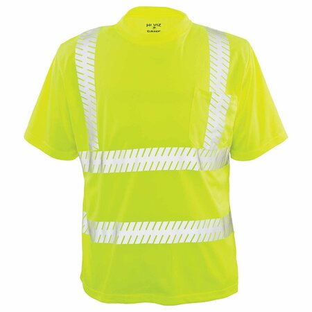 Game Workwear Ventilated Hi-Vis Tee, Segmented Reflective Tape Safety, Yellow, Size Medium 235R-030-M